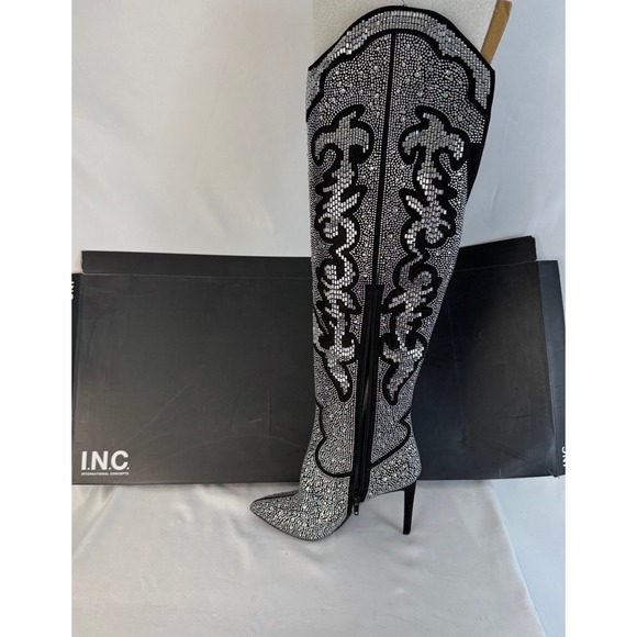 INC International Concepts‎ Rhinestone Western Boots Stiletto Heel 5M - Picture 4 of 5